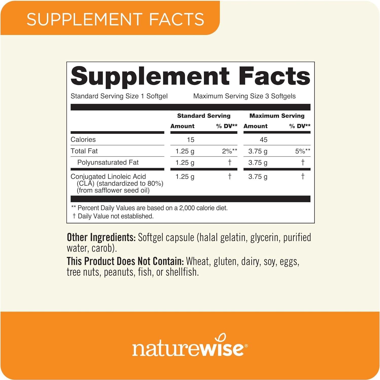 NatureWise CLA 1250 - Suplemento de Ácido Linoleico 90 Gelatinas