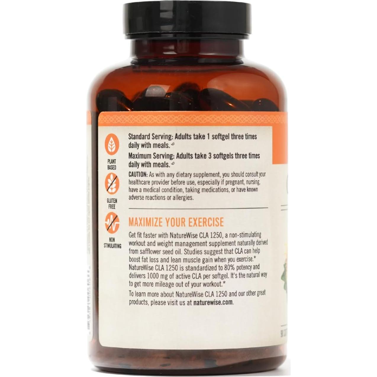 NatureWise CLA 1250 - Suplemento de Ácido Linoleico 90 Gelatinas