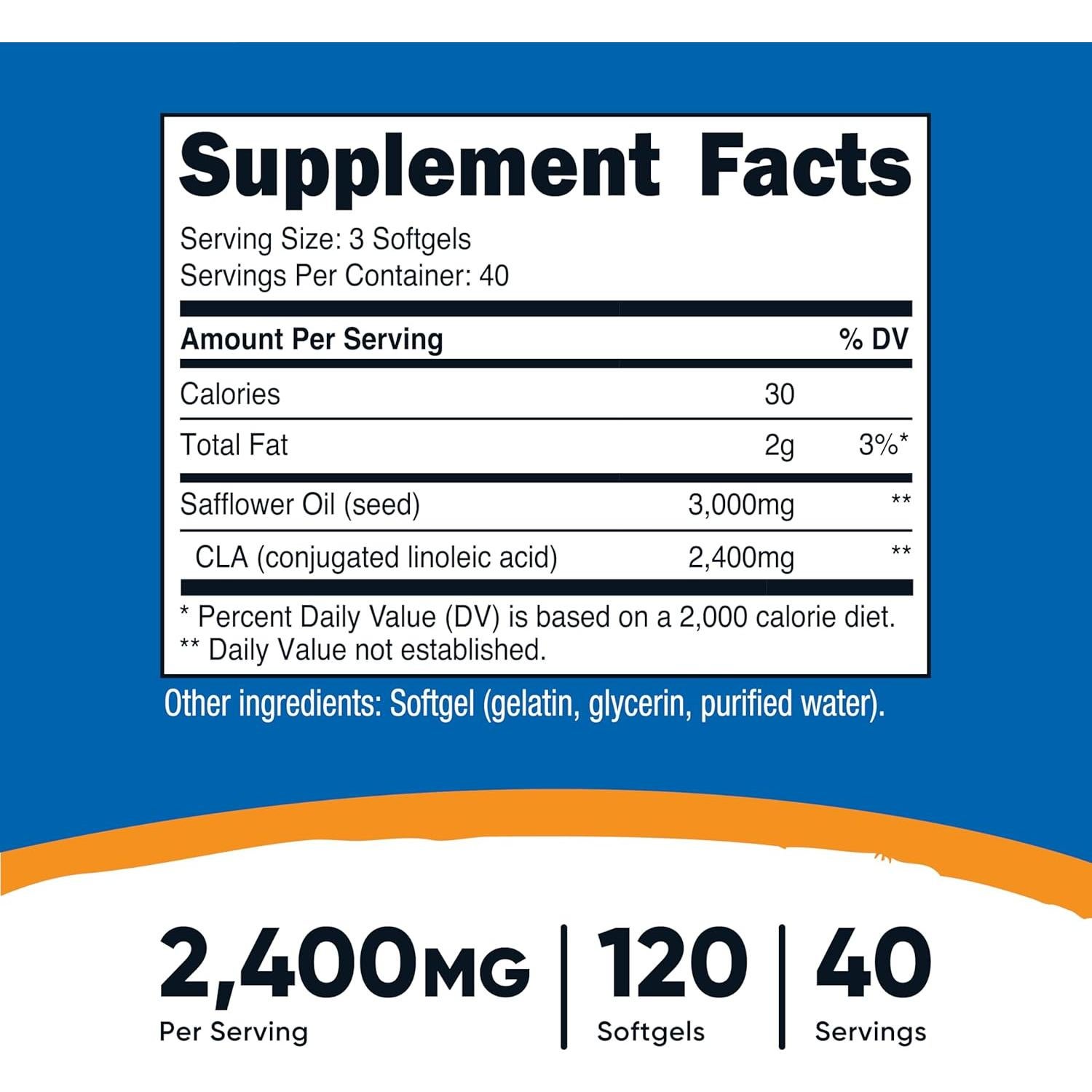 Nutricost CLA 2400mg 120 Gelatinas Blandas Sin Gluten