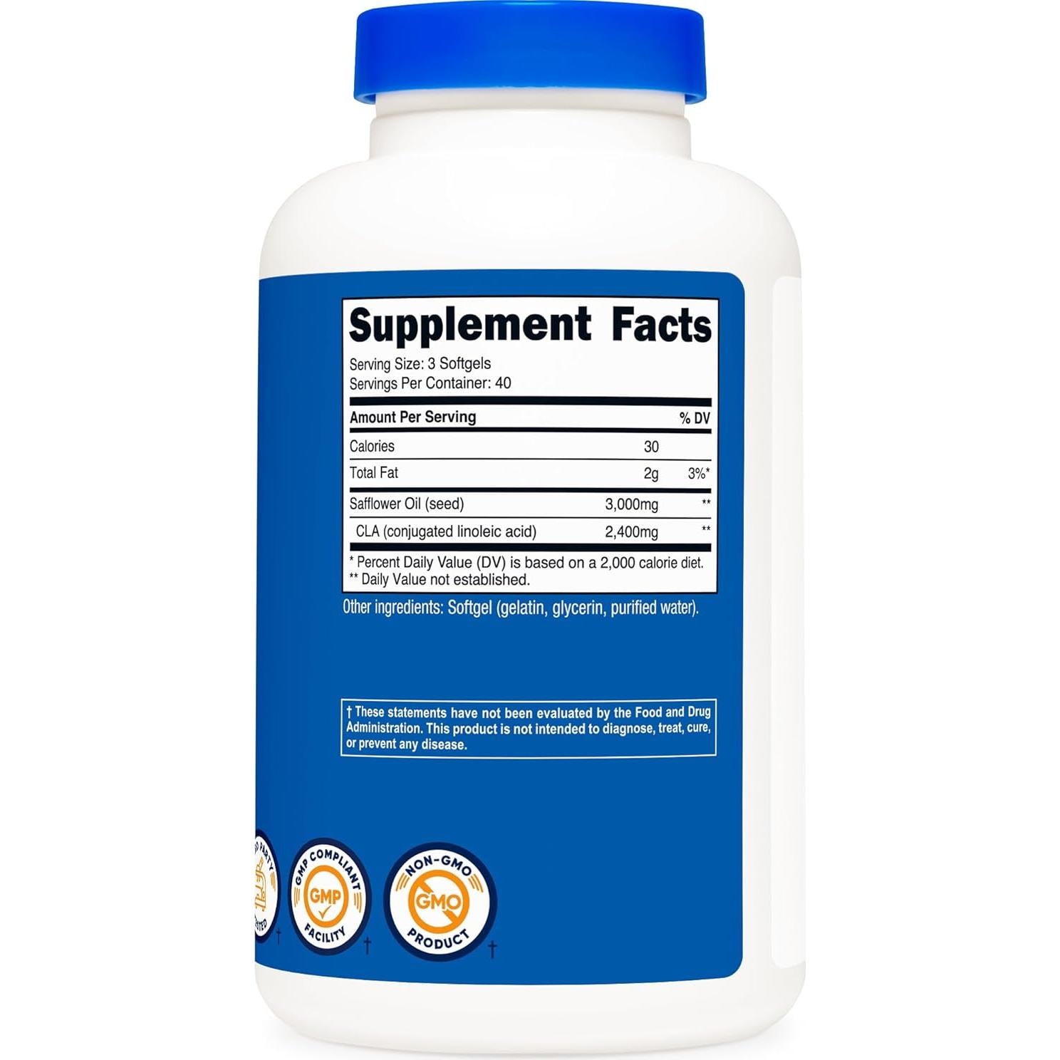 Nutricost CLA 2400mg 120 Gelatinas Blandas Sin Gluten