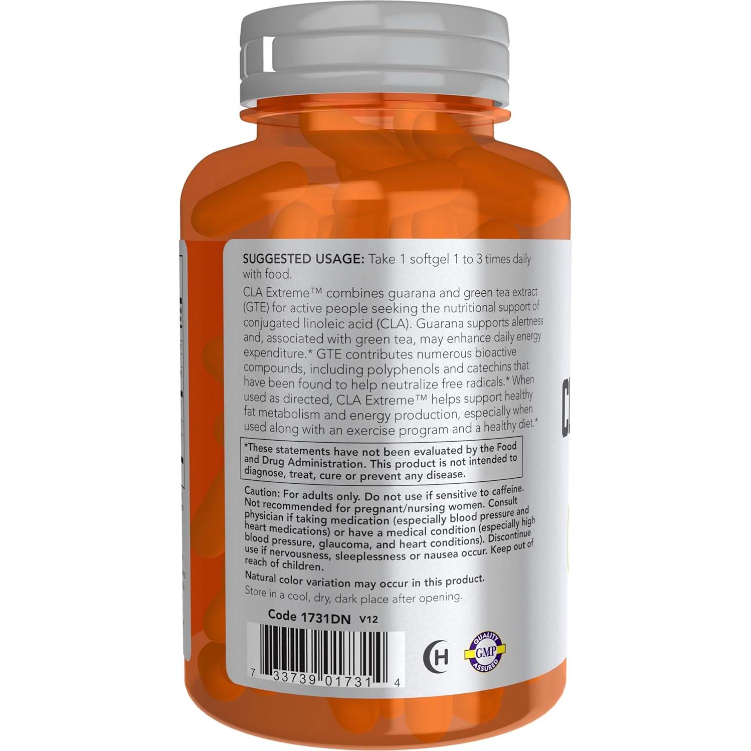 NOW Foods CLA Extremo 90 Gelatinas Blandas con Guaraná y Té Verde