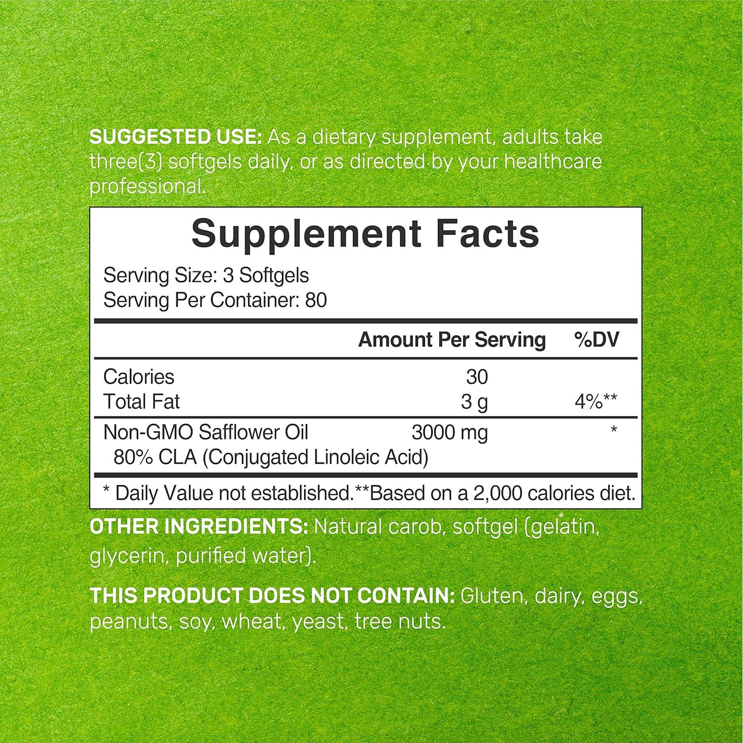 Suplemento CLA Ultra Fuerte 3000mg Deal Supplement 240 Gelatinas
