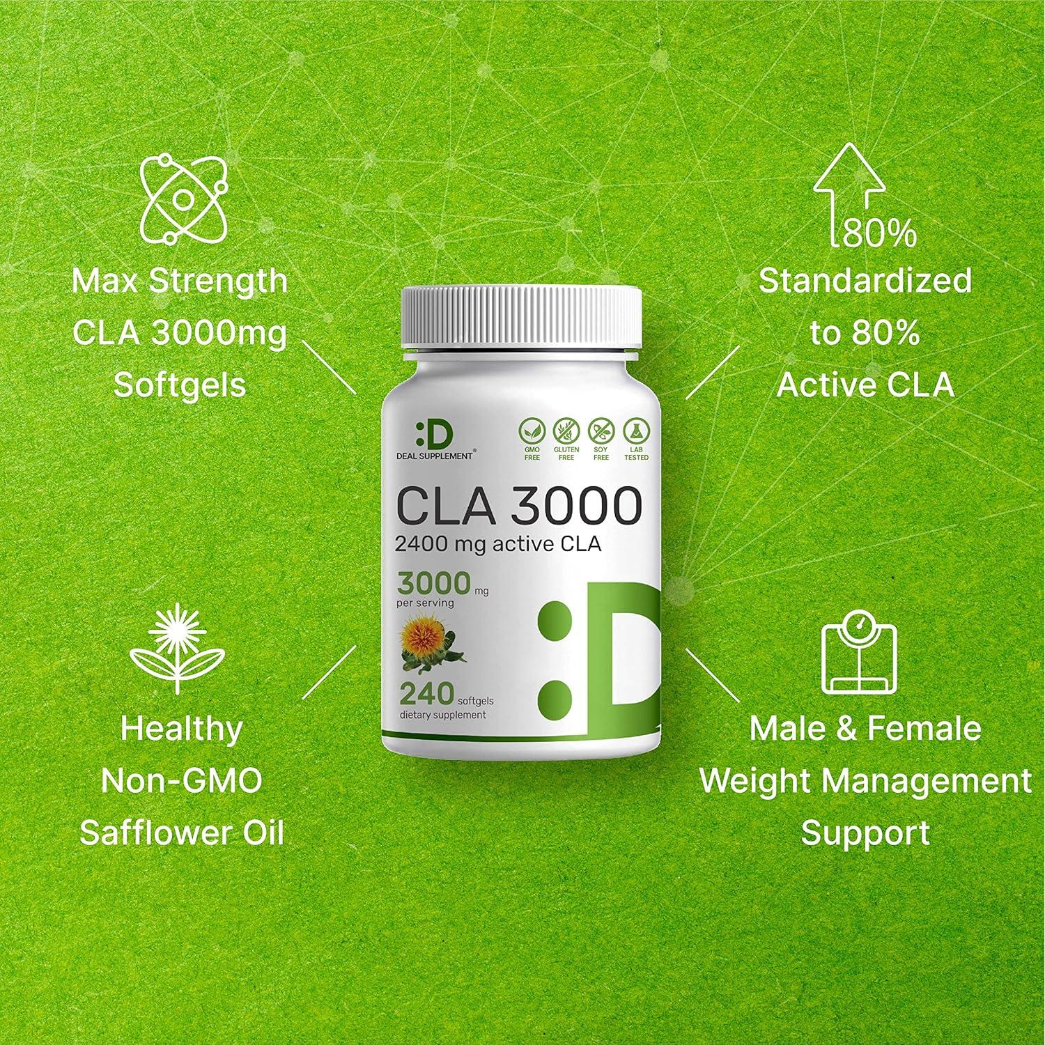 Suplemento CLA Ultra Fuerte 3000mg Deal Supplement 240 Gelatinas