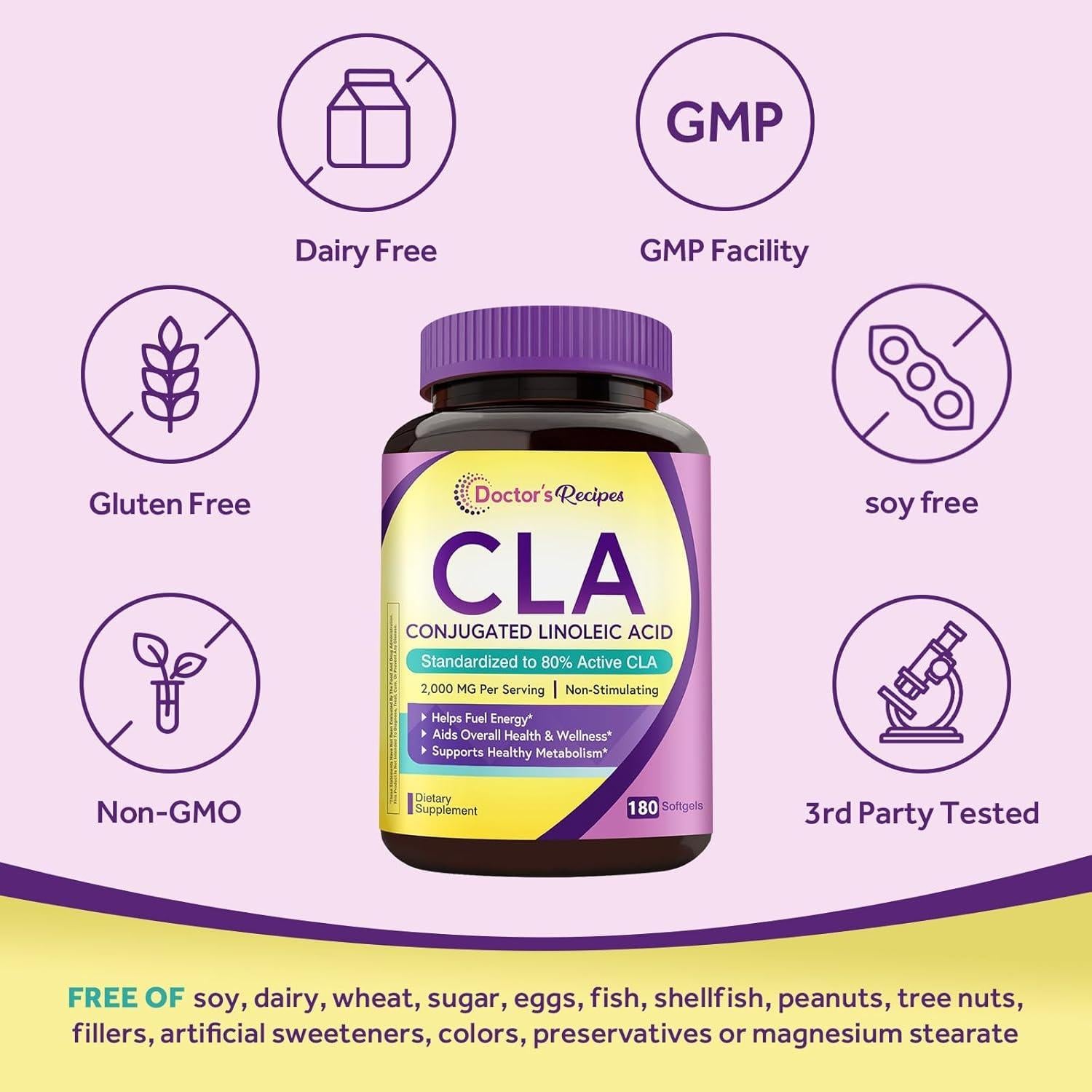 Suplemento CLA 2000mg Recetas del Doctor 180 Gelatinas