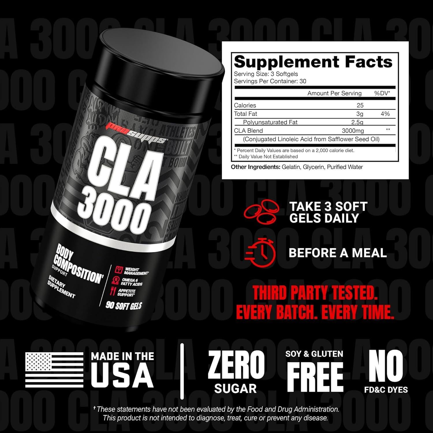 Suplemento CLA 3000 ProSupps - 90 Gelatinas Blandas