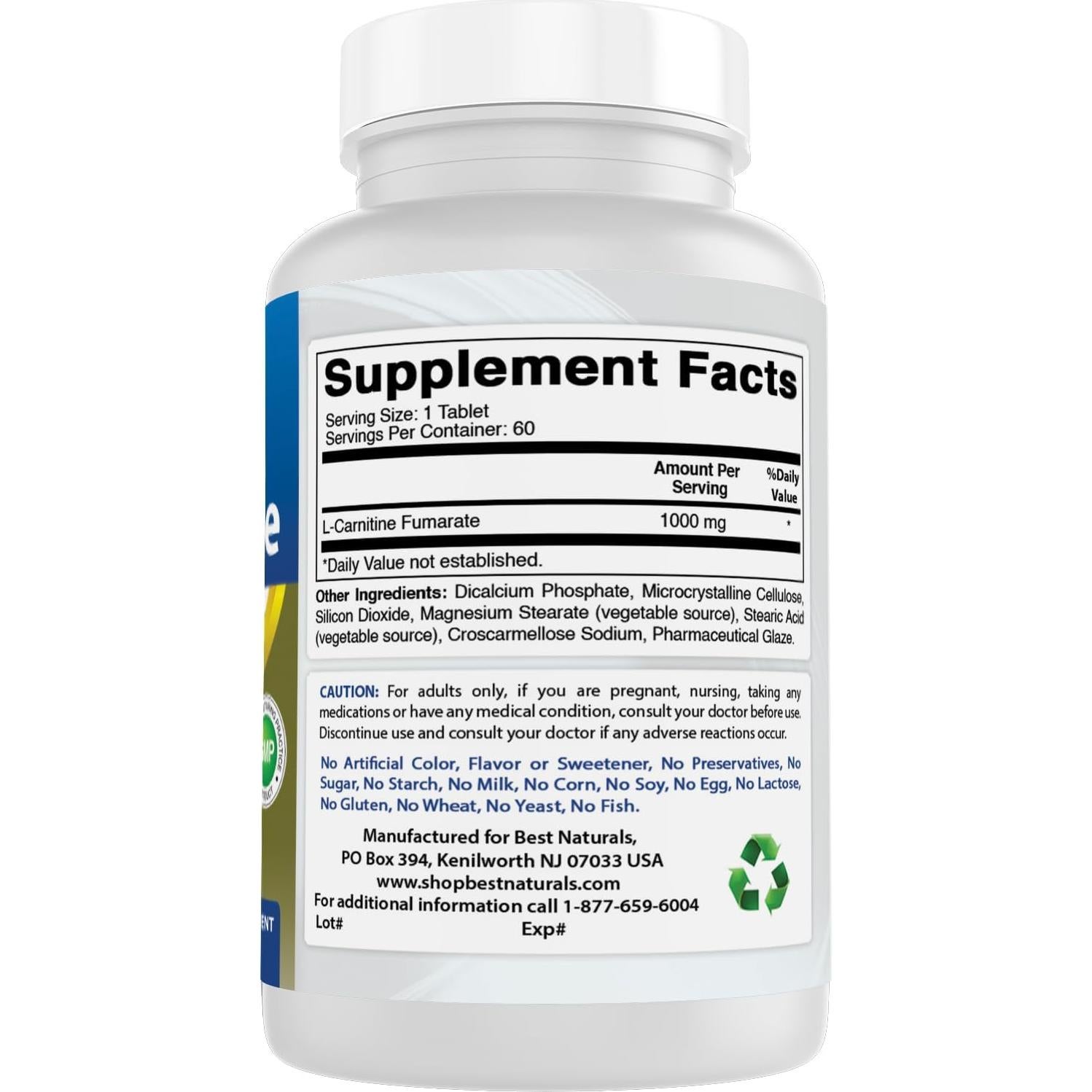 L-Carnitina 1000mg Mejores Naturales 60 Tabletas