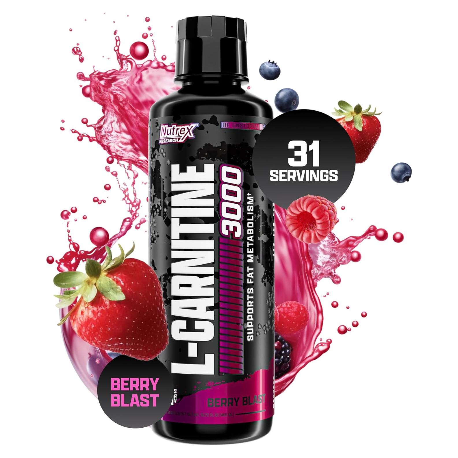 Nutrex L-Carnitina Líquida 3000mg 473ml Explosión de Baya