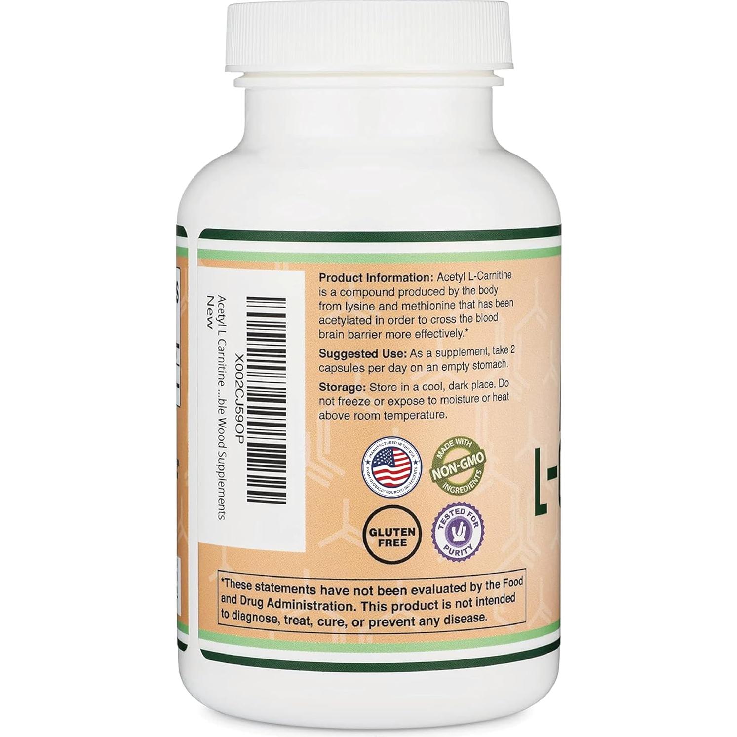 Acetil L-Carnitina 1000mg Double Wood 150 Cápsulas