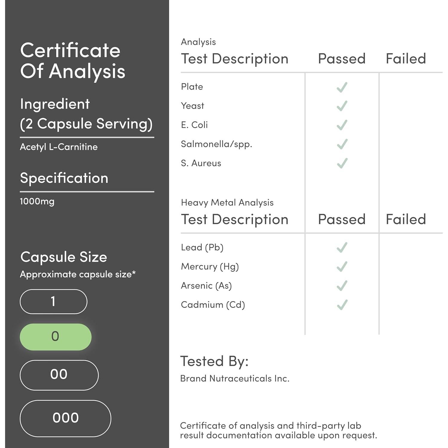 Acetil L-Carnitina 1000mg Double Wood 150 Cápsulas
