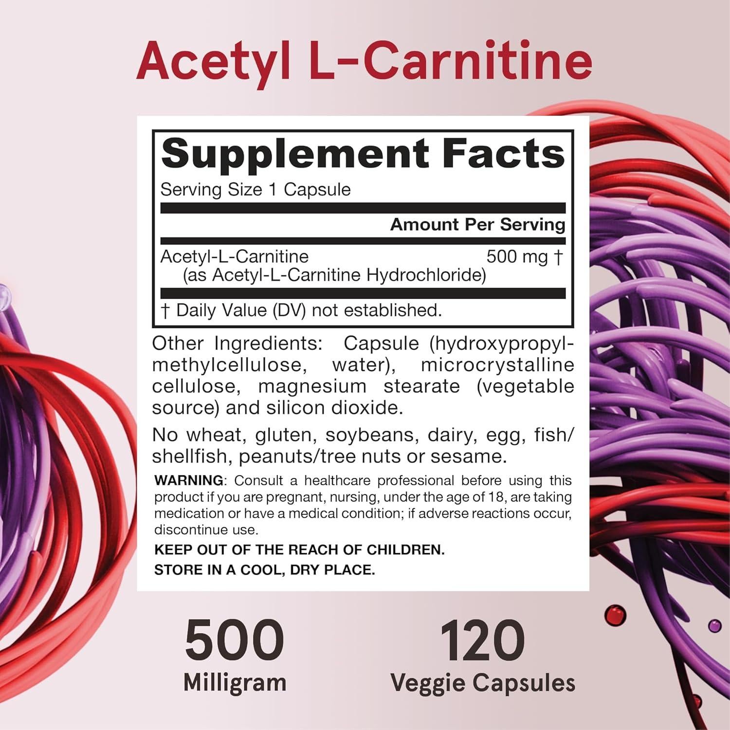 Suplemento Acetil L-Carnitina Jarrow 500 mg 120 Cápsulas Veg.