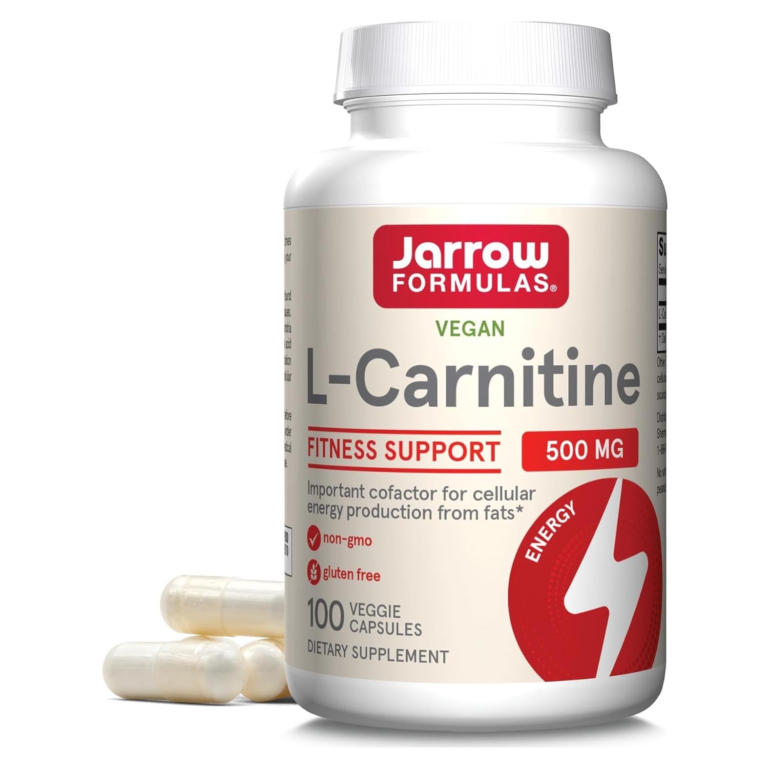L-Carnitina 500 mg Jarrow Formulas 100 Cápsulas Vegetales