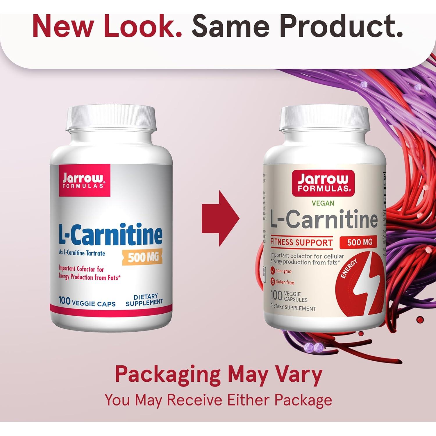 L-Carnitina 500 mg Jarrow Formulas 100 Cápsulas Vegetales