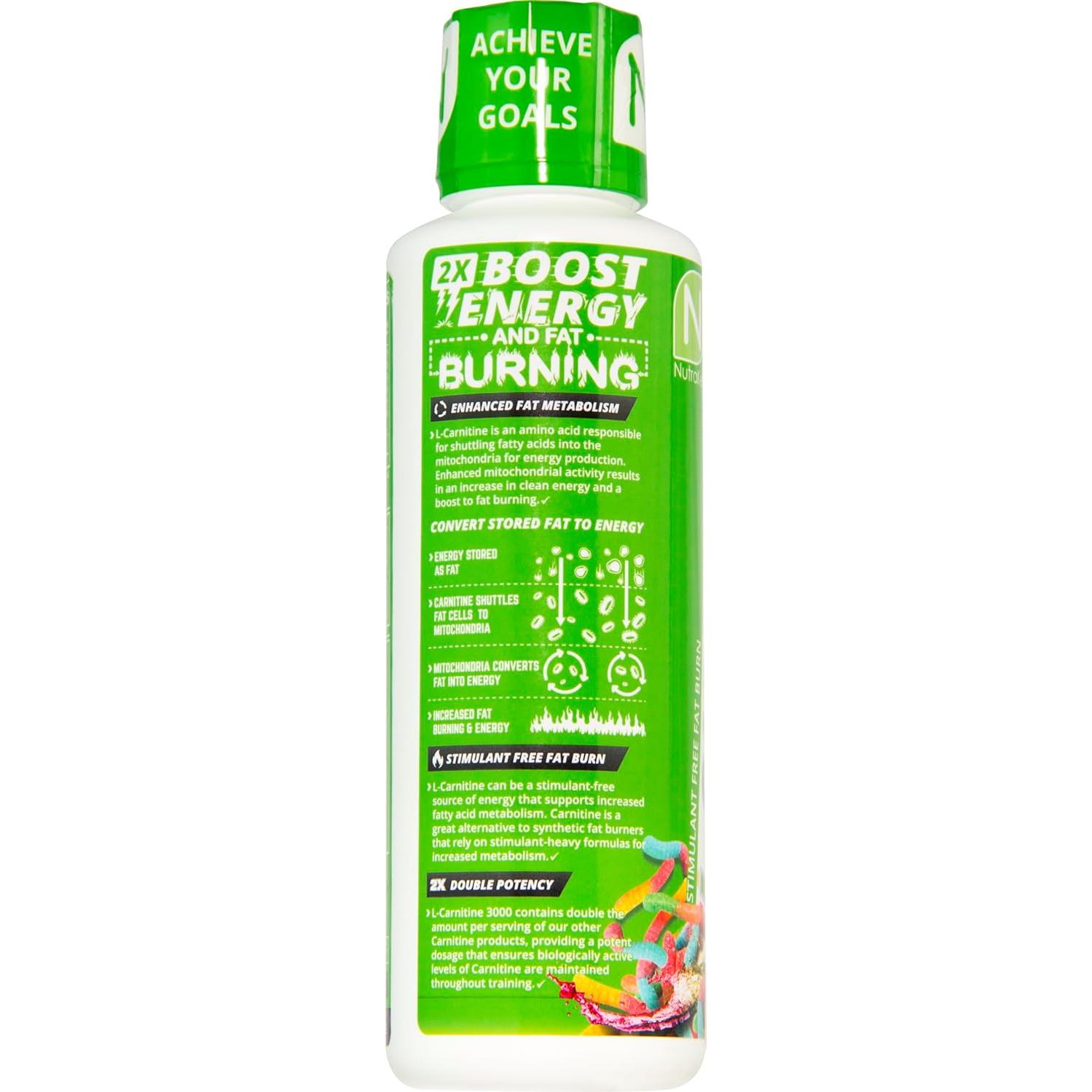 NutraKey L-Carnitina 3000mg Sin Azúcar 31 Porciones Goma