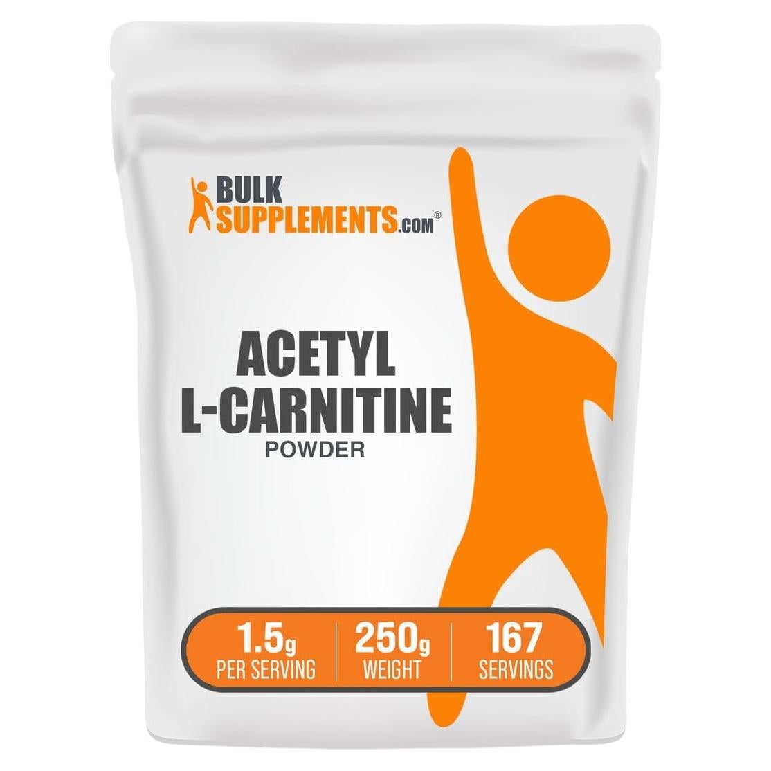 Polvo de Acetil L-Carnitina BulkSupplements 250g - Suplemento Sin Gluten