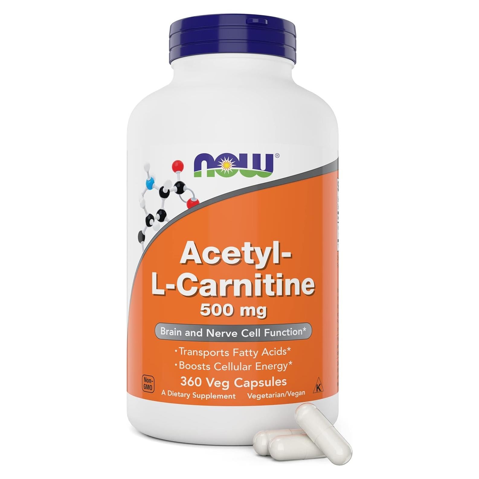 Acetil L-Carnitina 500mg NOW Foods 360 Cápsulas Veganas