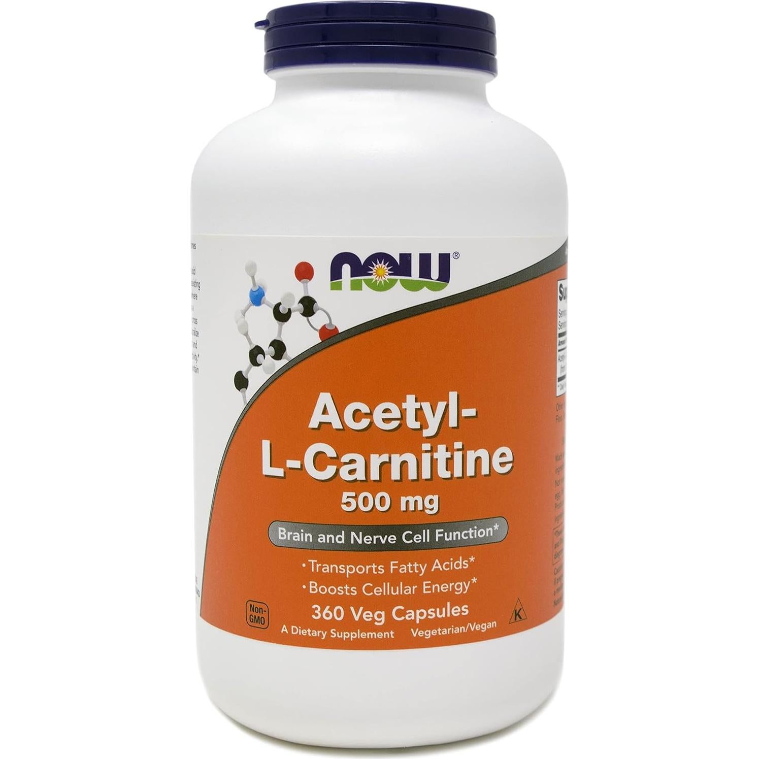 Acetil L-Carnitina 500mg NOW Foods 360 Cápsulas Veganas