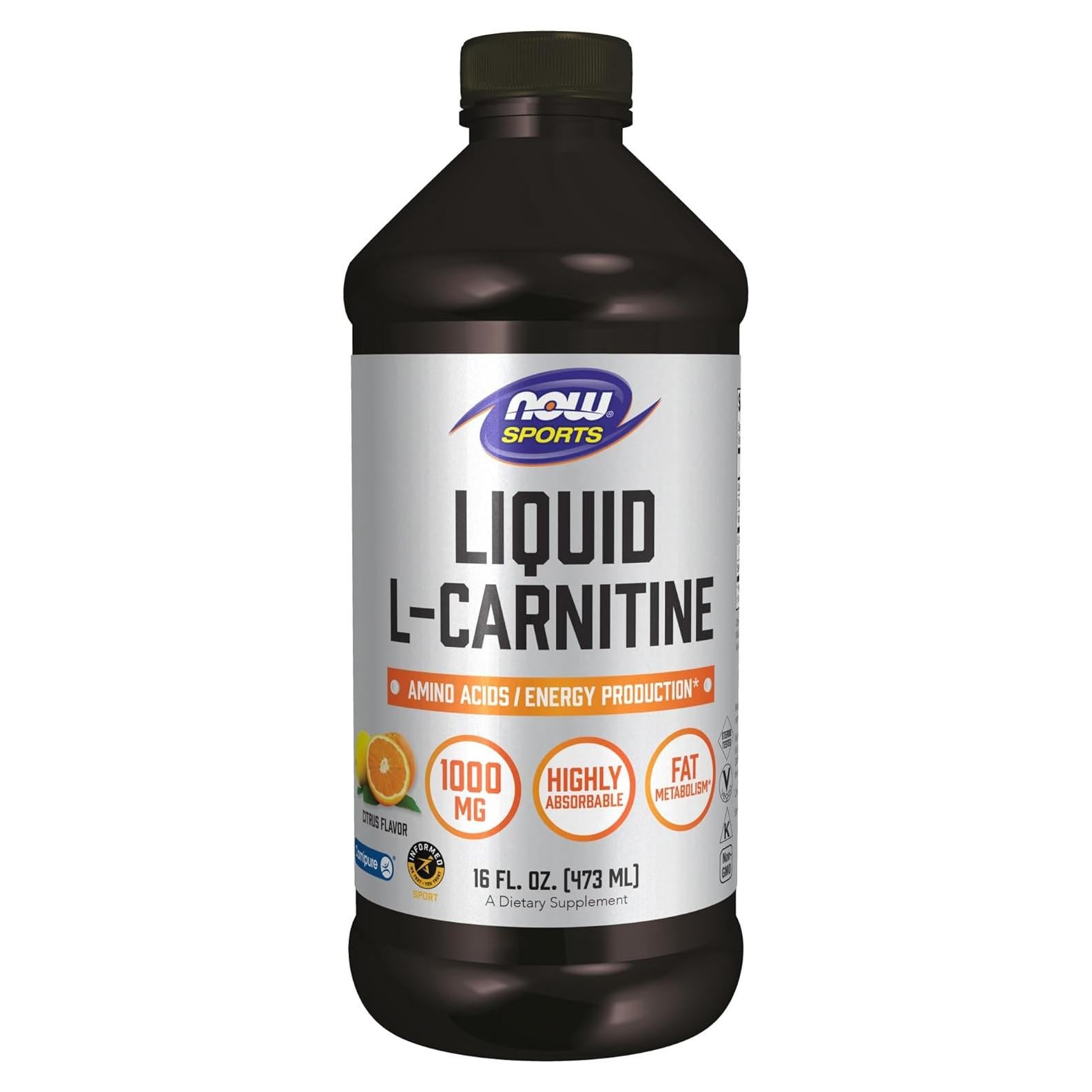 L-Carnitina Líquida 1000 mg NOW Foods Sabor Cítrico 473 ml