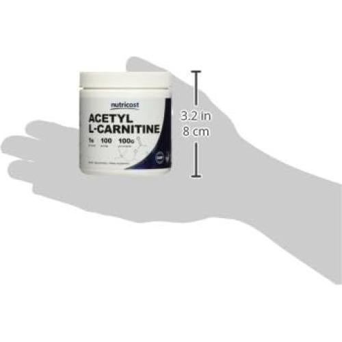 Acetil L-Carnitina Nutricost 100g - 1g por Porción, Sin Gluten