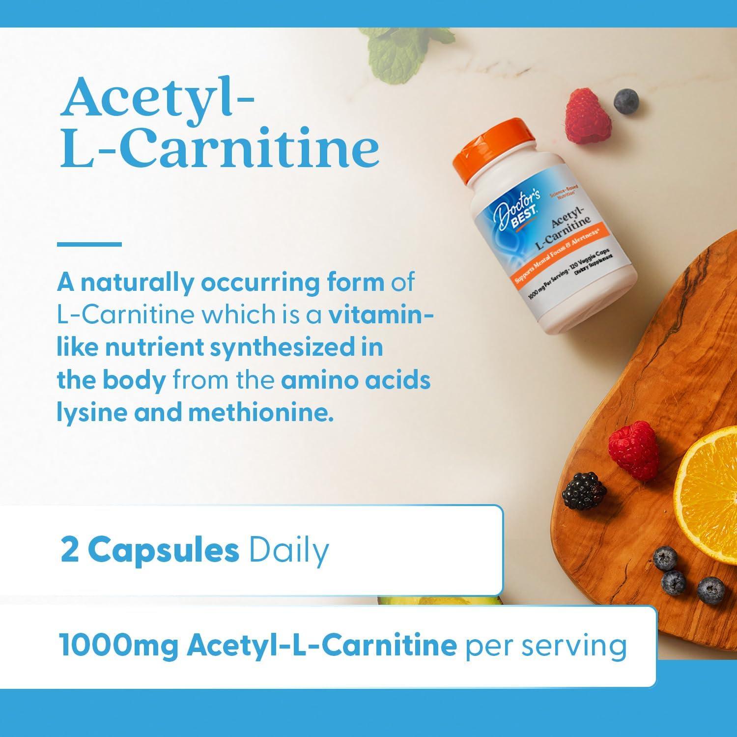 Acetil-L-Carnitina Doctor's Best 120 Cápsulas Veganas