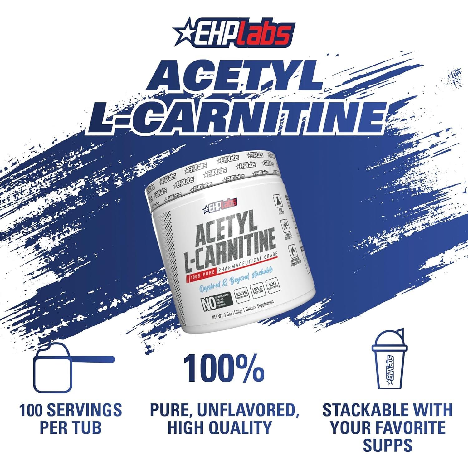 EHP Labs Acetil L-Carnitina en Polvo 100g - Salud Cerebral y Energía
