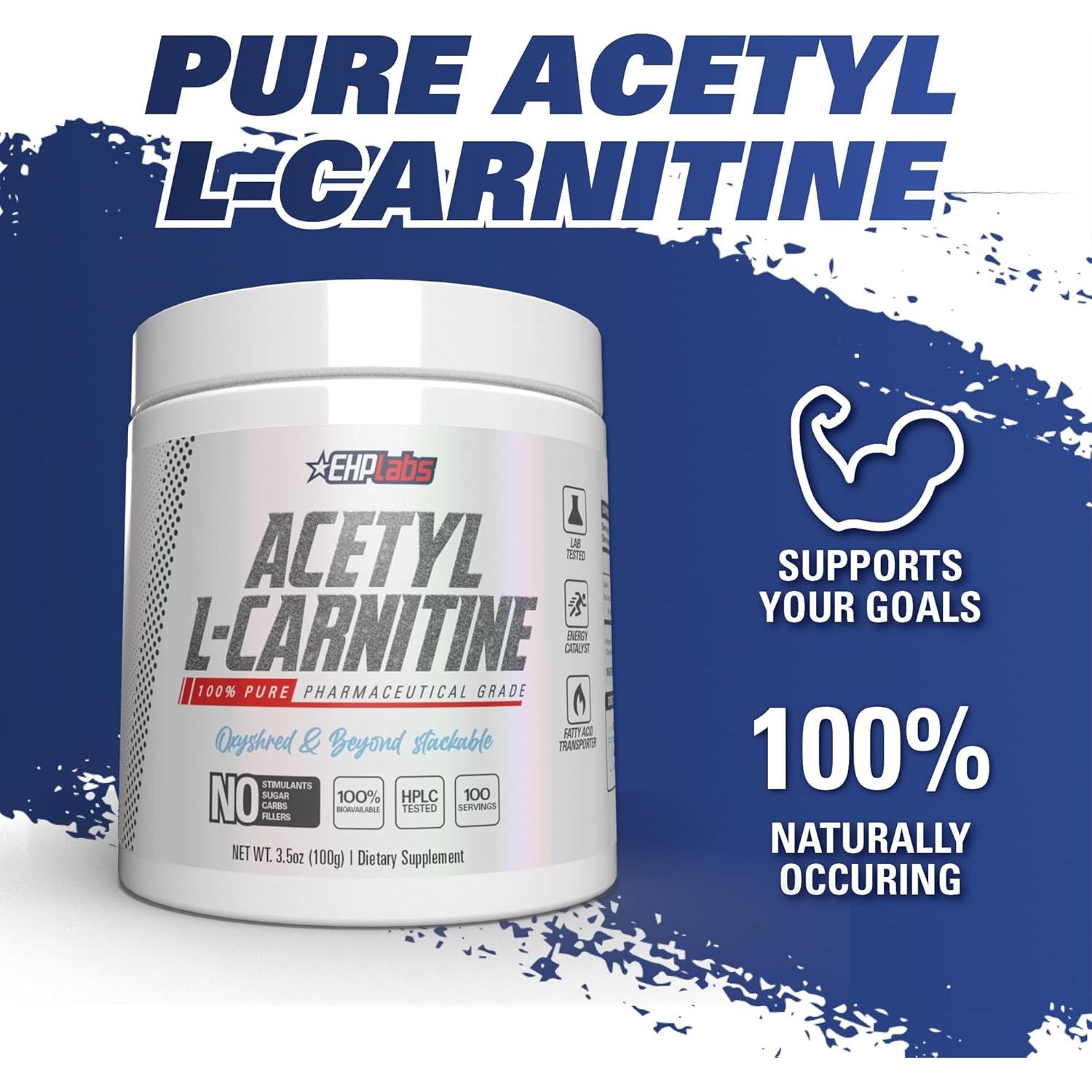 EHP Labs Acetil L-Carnitina en Polvo 100g - Salud Cerebral y Energía