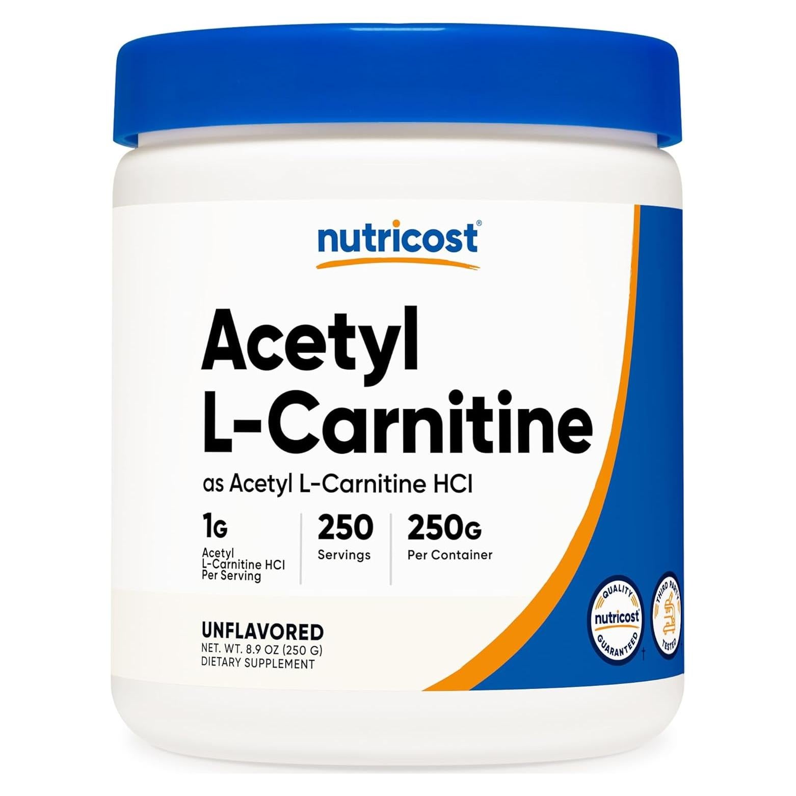 Acetil L-Carnitina Nutricost 250g - 1000mg por Porción