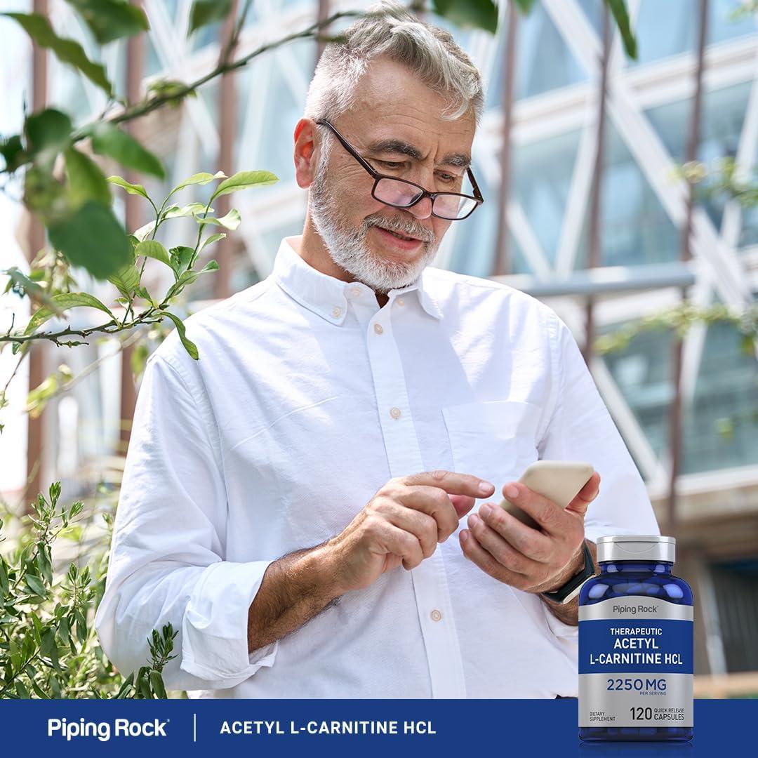 Acetil L-Carnitina HCL Piping Rock 2250mg 120 Cápsulas Suplemento