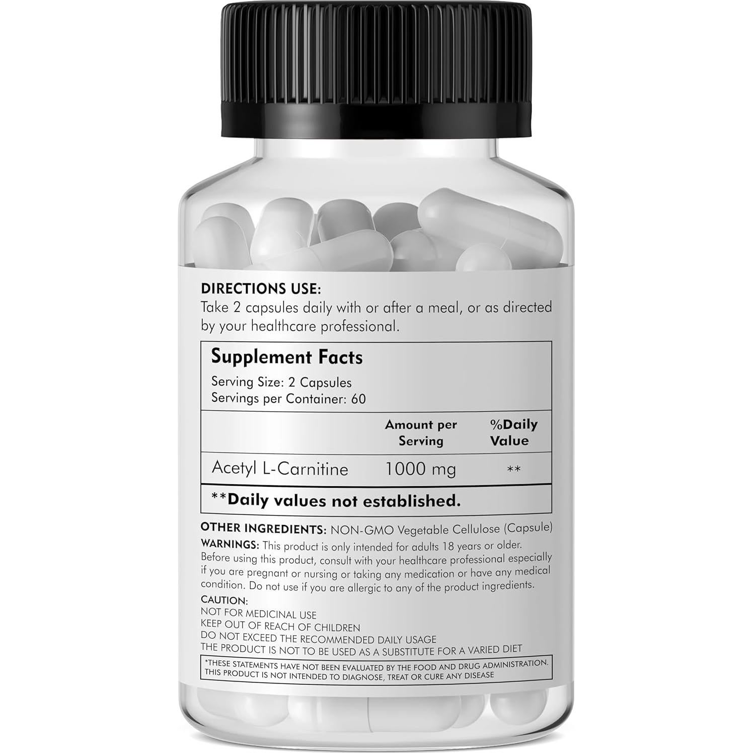 Acetil L-Carnitina 1000 mg Fido Pharma 120 Cápsulas Vegetales