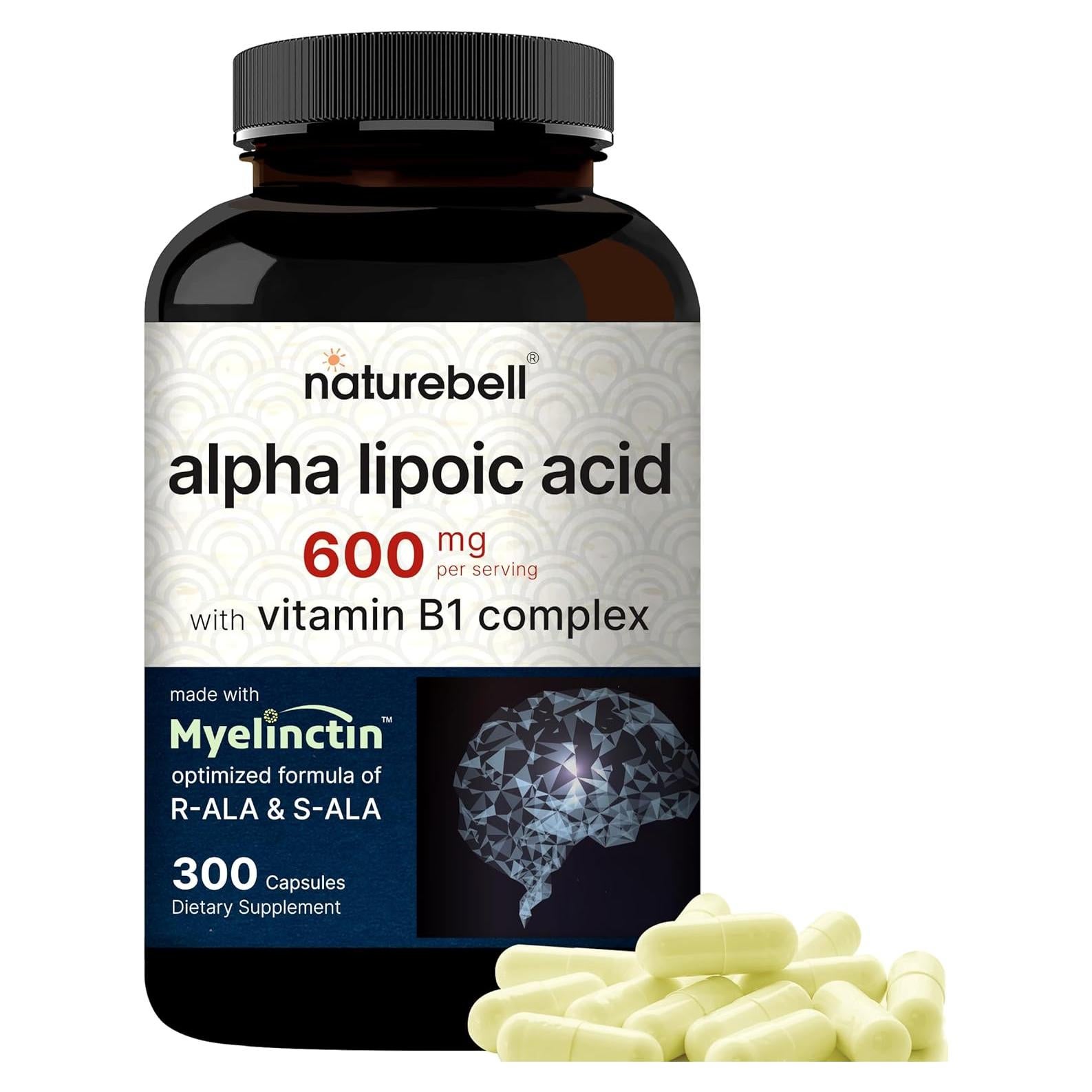 NatureBell Ácido Lipoico Alfa 600mg 300 Cápsulas Myelinctin