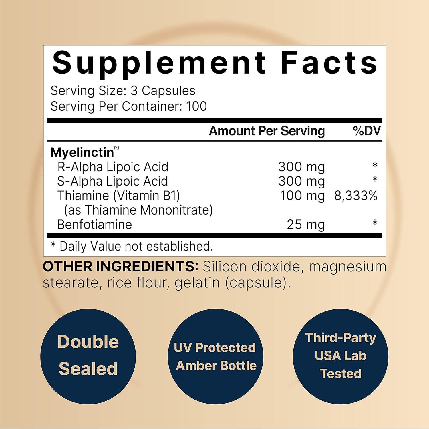 NatureBell Ácido Lipoico Alfa 600mg 300 Cápsulas Myelinctin