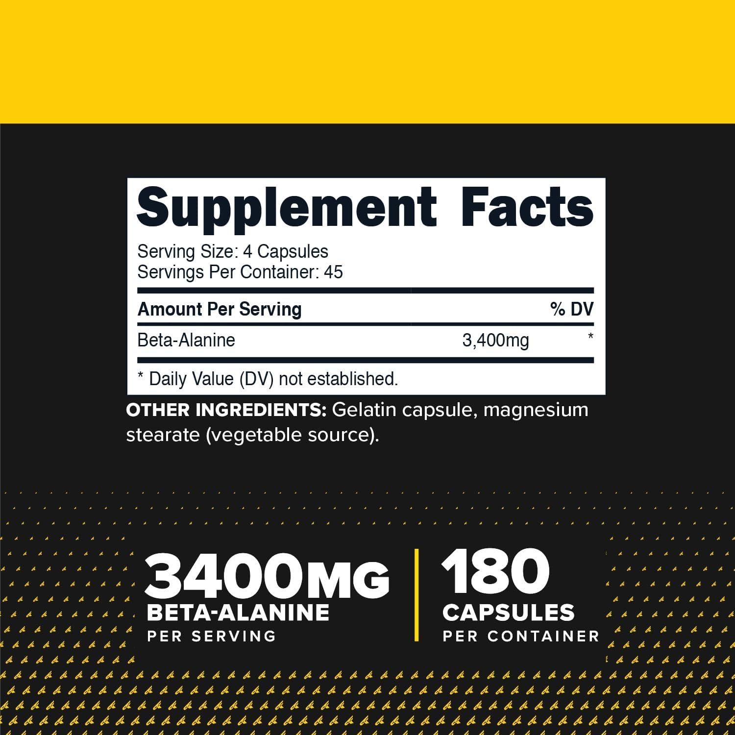 Cápsulas de Beta Alanina PrimaForce 3,400mg - 180 Cápsulas