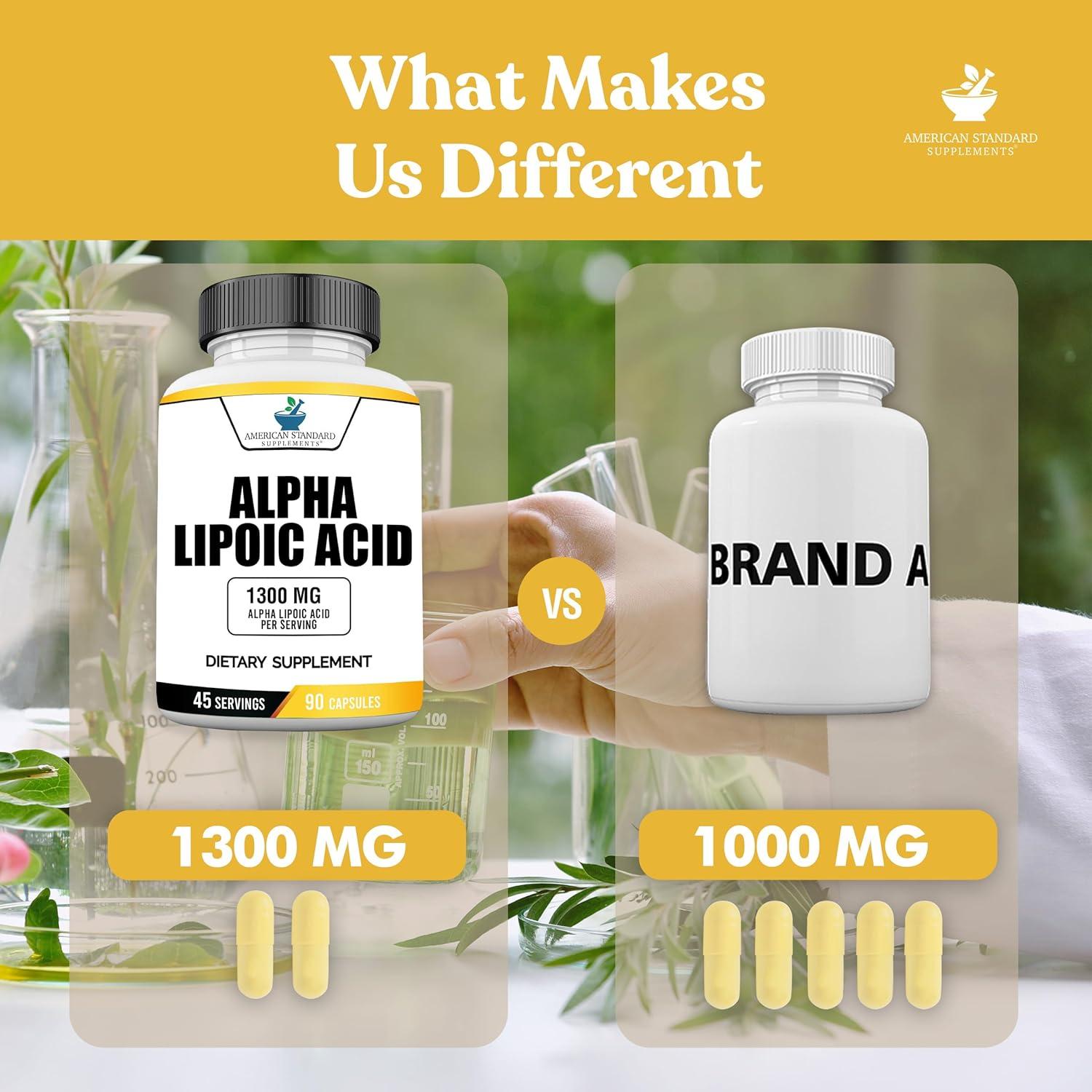 Ácido Lipoico American Standard 1300mg Vegano 90 Cápsulas
