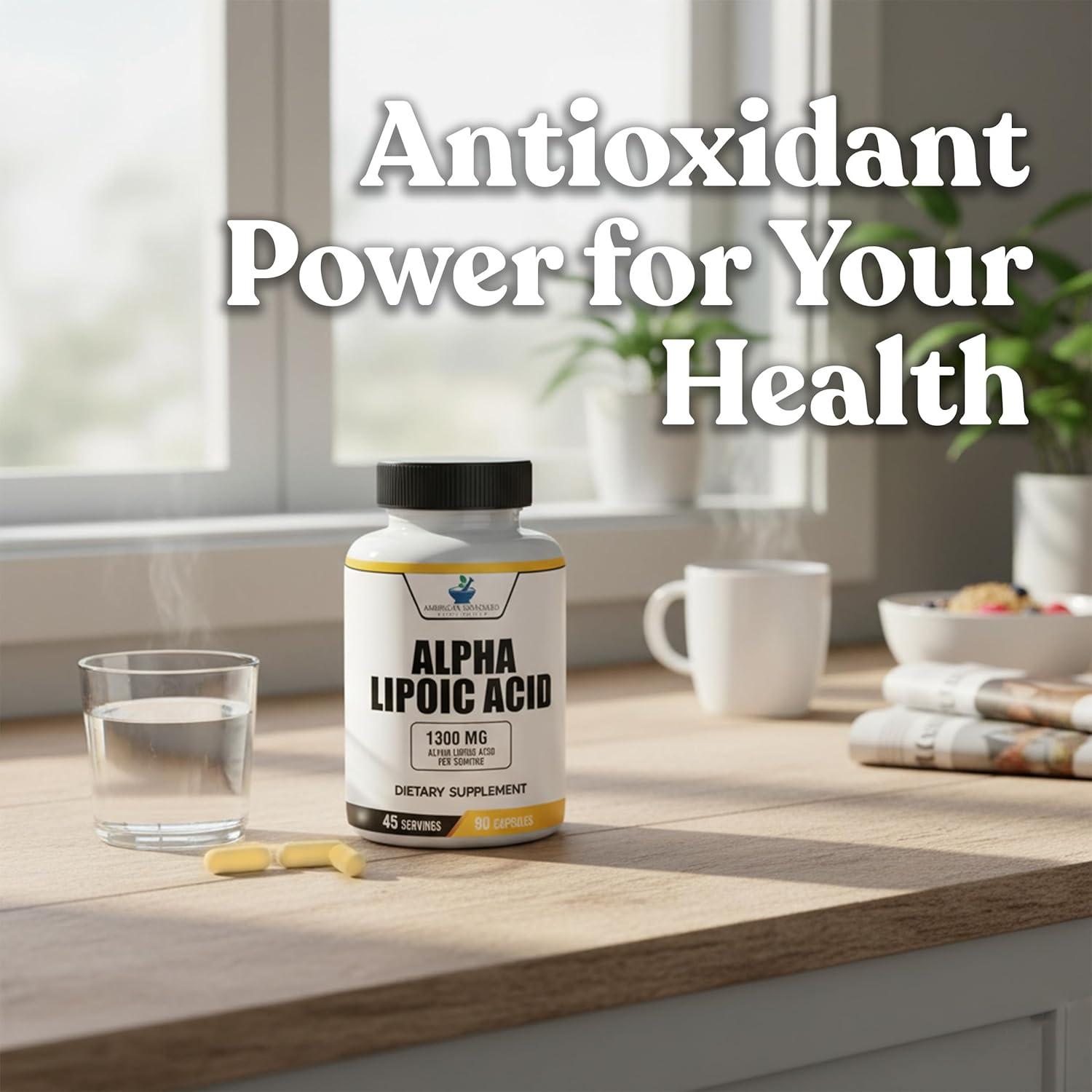 Ácido Lipoico American Standard 1300mg Vegano 90 Cápsulas