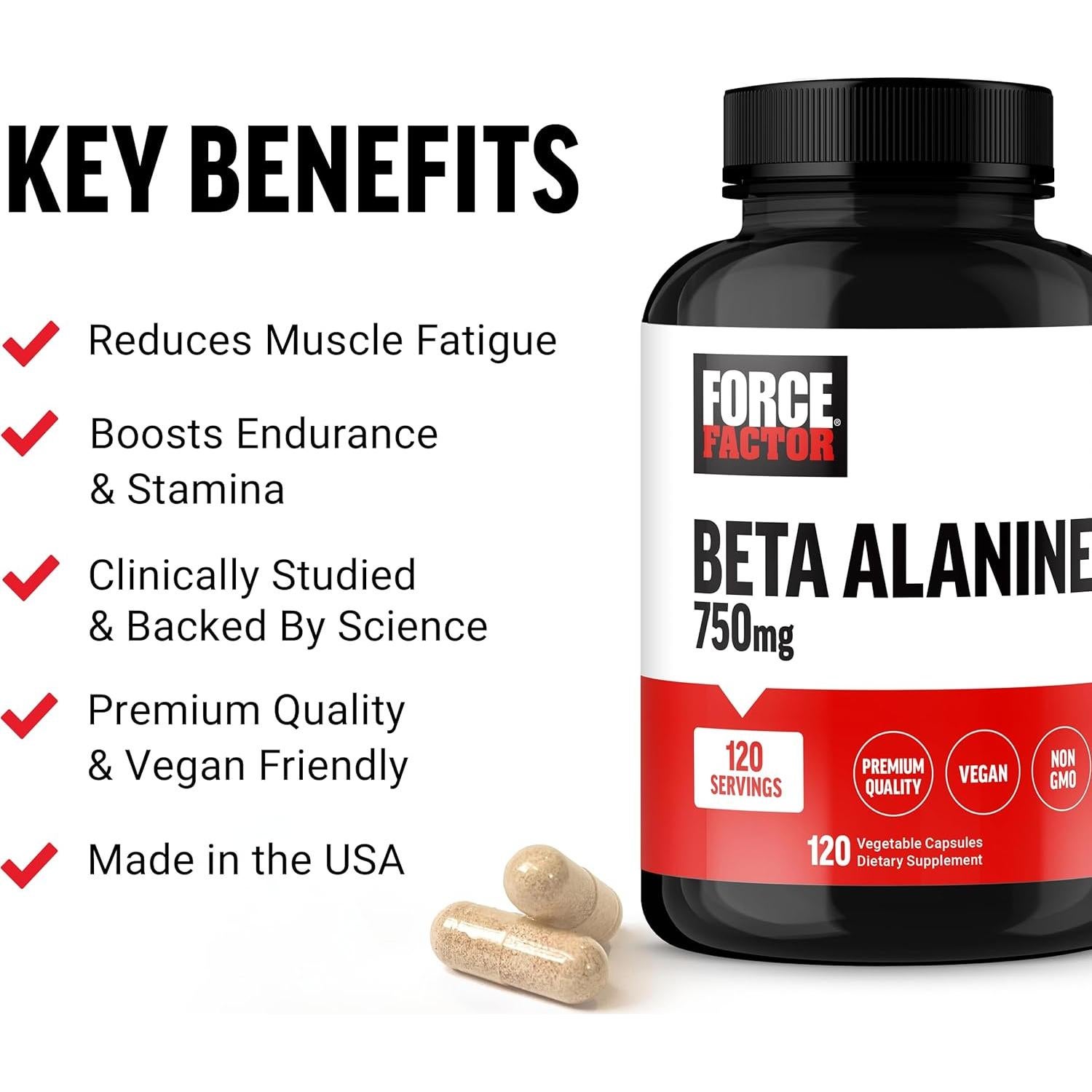 Cápsulas de Beta Alanina Force Factor 120 Unidades Veganas