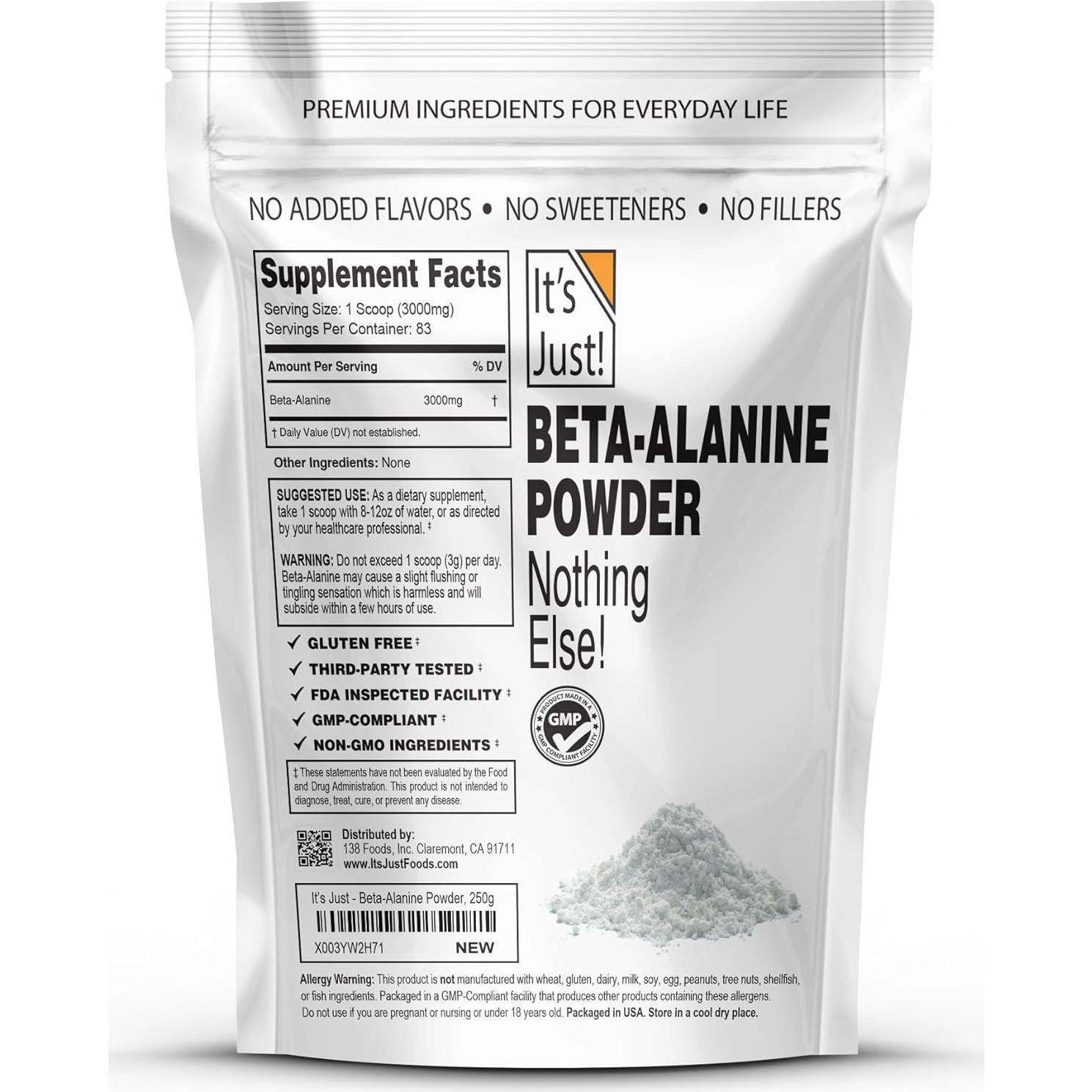 Polvo de Beta-Alanina Es Justo 250g - Suplemento Pre-Entrenamiento