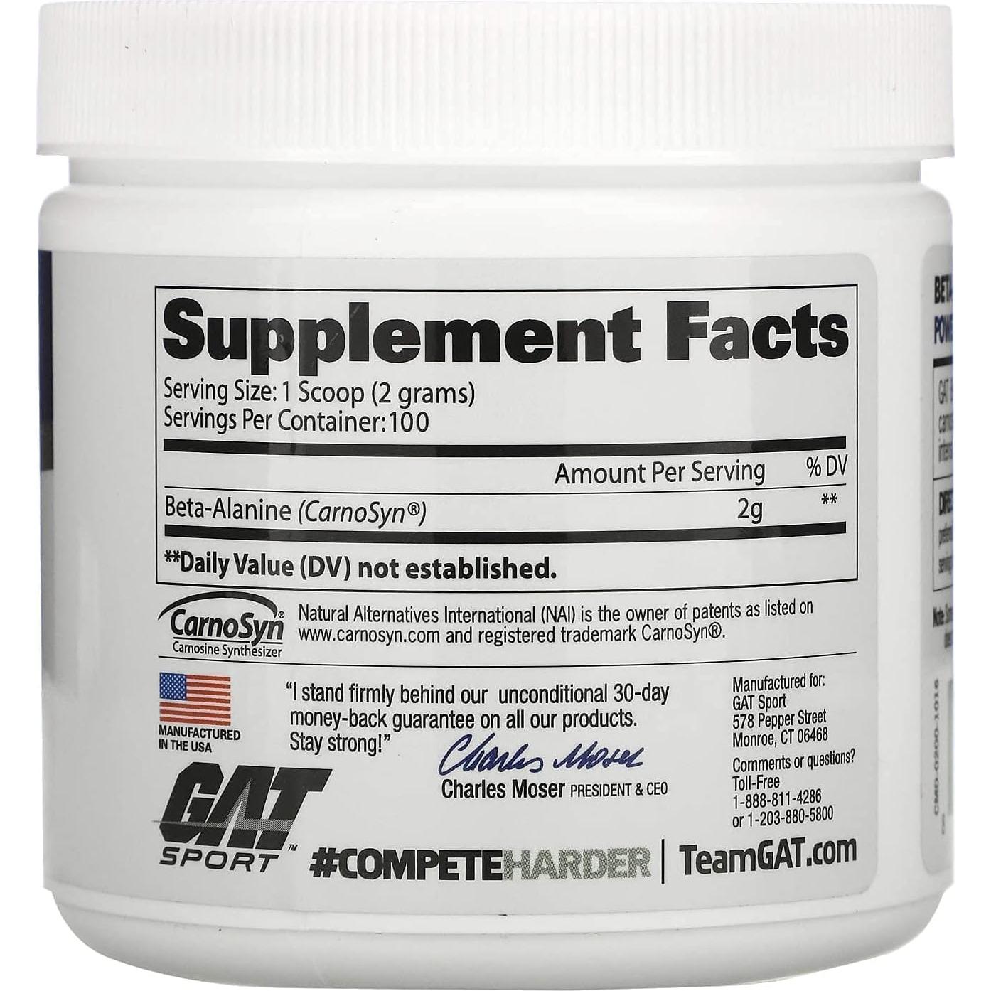 GAT Sport Beta Alanine Powder 200g - Sin Sabor, 100 Porciones