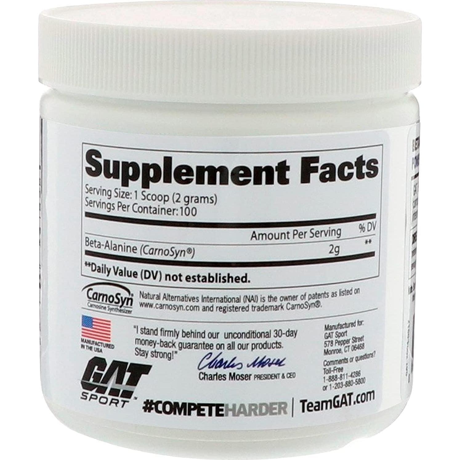 GAT Sport Beta Alanine Powder 200g - Sin Sabor, 100 Porciones
