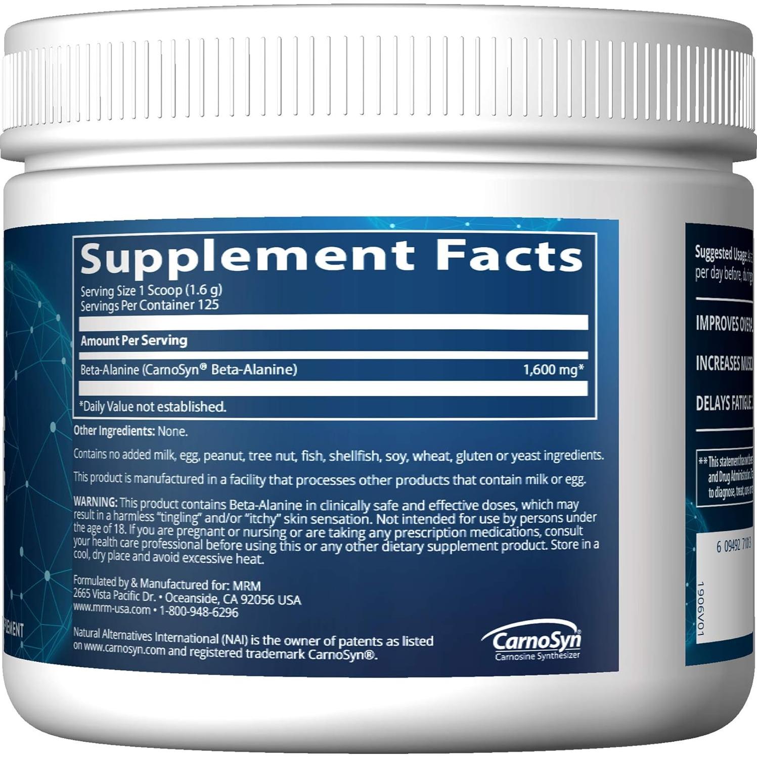 Beta-Alanina MRM Nutrition 125 Porciones | Vegano y Sin Gluten