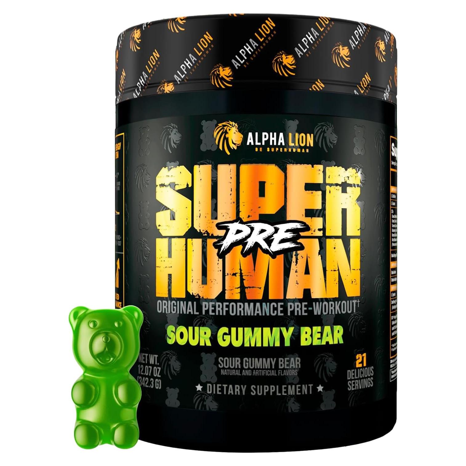 Polvo Pre Entrenamiento ALPHA LION Superhumano 21 Porciones Sabor Oso Gummy Agrio