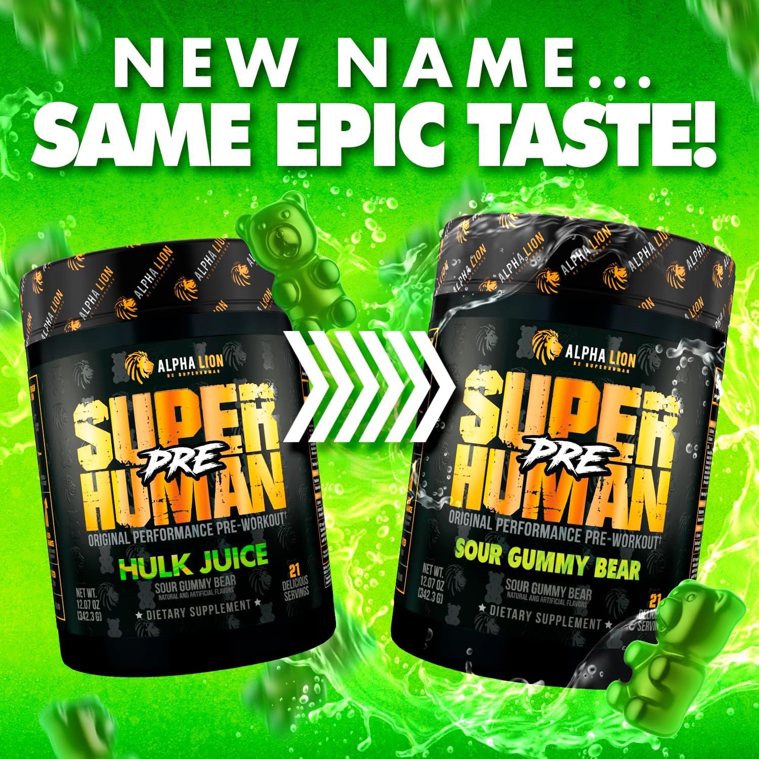 Polvo Pre Entrenamiento ALPHA LION Superhumano 21 Porciones Sabor Oso Gummy Agrio