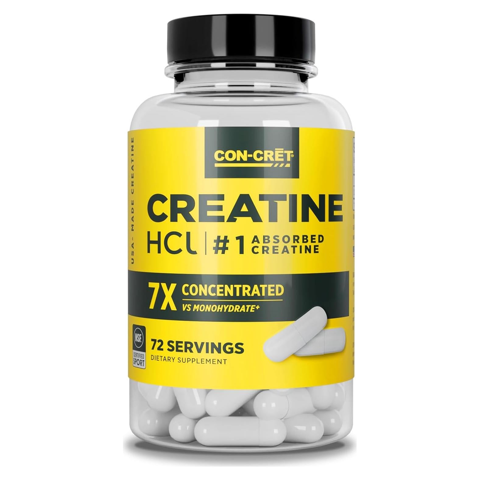 Cápsulas de Creatina HCl CON-CRĒT 72ct | Energía y Soporte Muscular