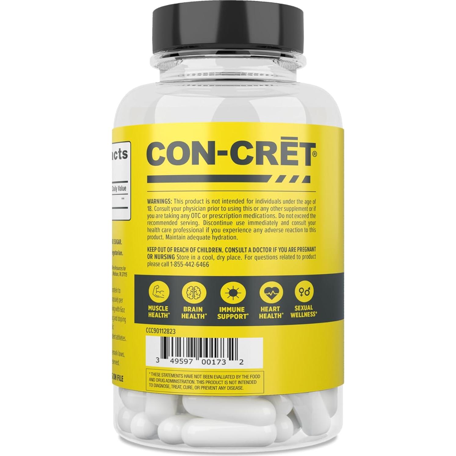 Cápsulas de Creatina HCl CON-CRĒT 72ct | Energía y Soporte Muscular
