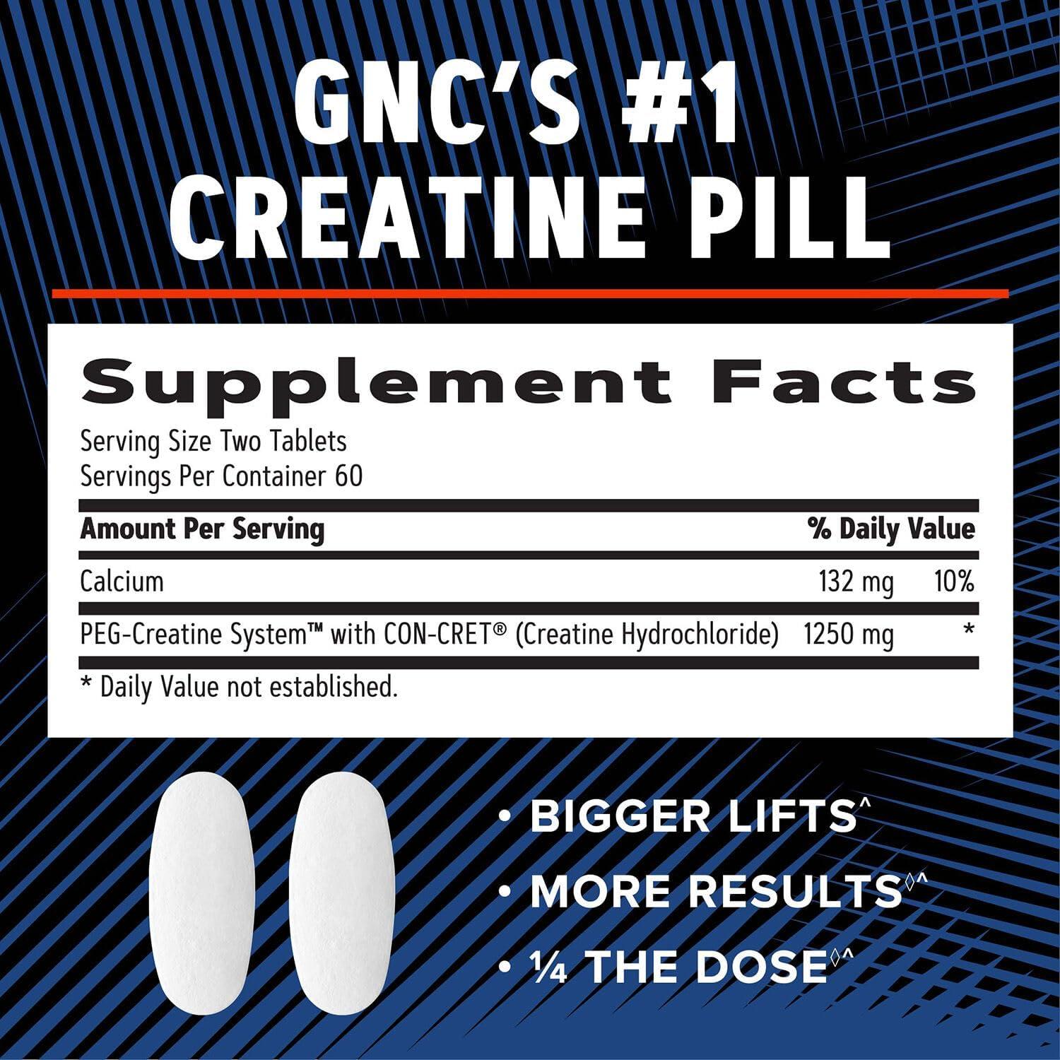 GNC AMP Creatina HCl 189 Tabletas - Suplemento Sin Gluten