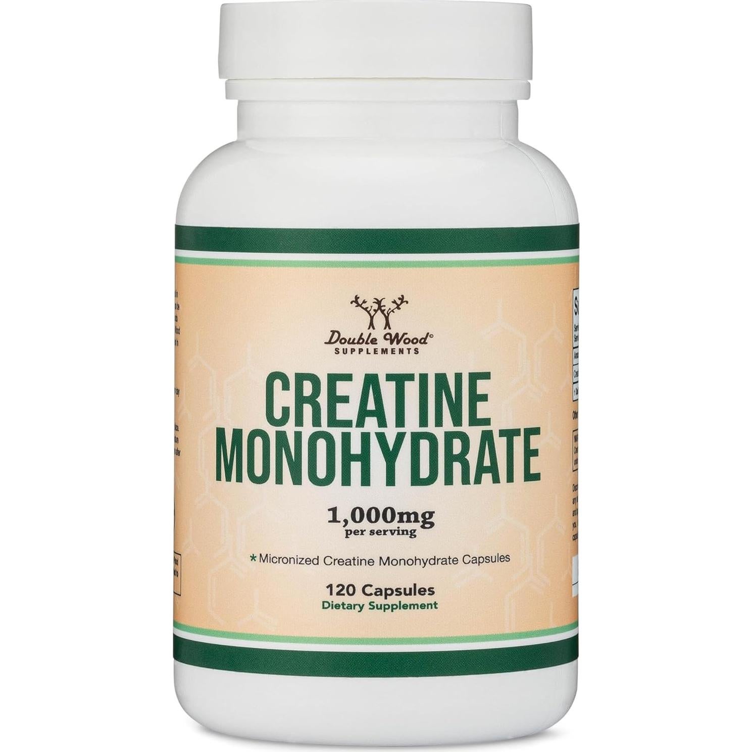 Cápsulas de Creatina Monohidratada Double Wood - 120 Unidades