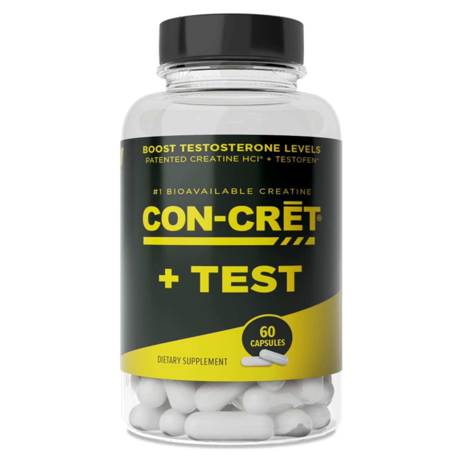 CON-CRET Creatina HCl con Testofen 60 Cápsulas Aumenta Testosterona
