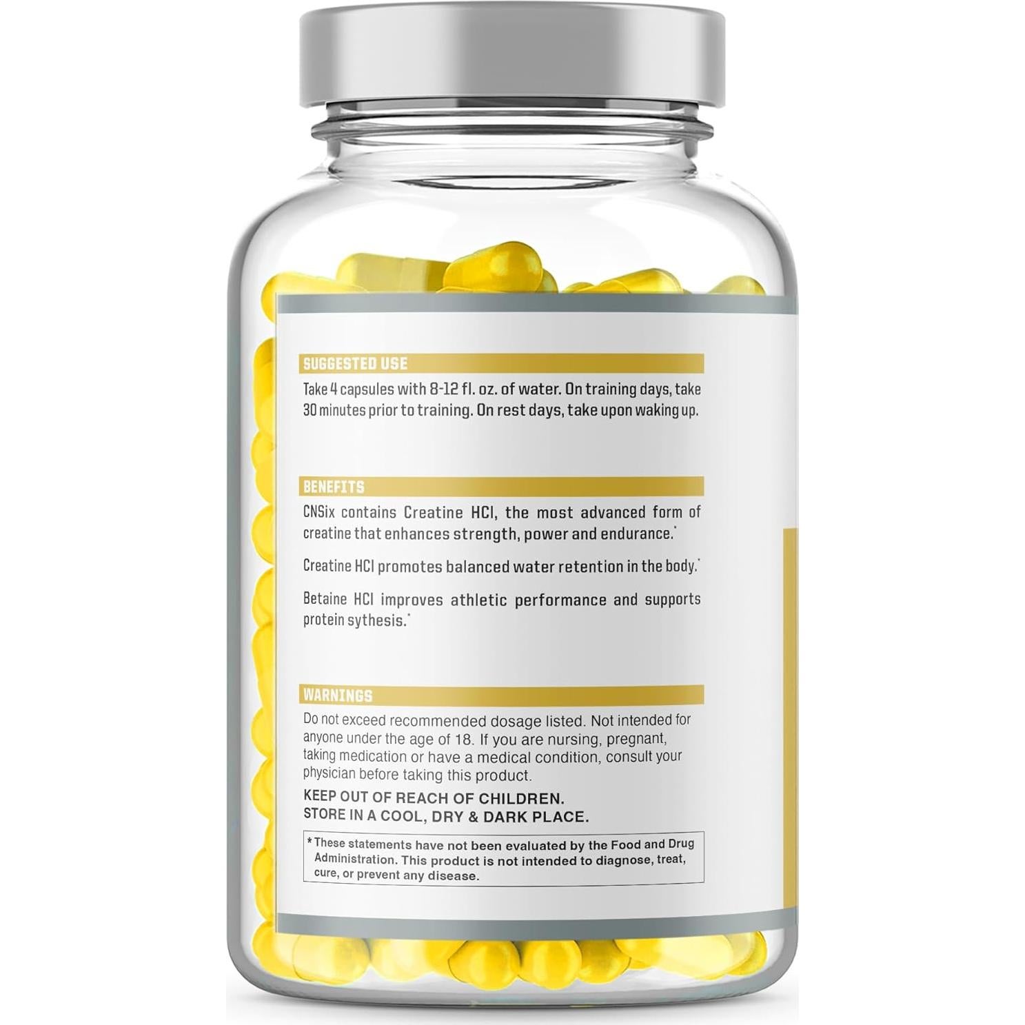 Cápsulas de Creatina HCL NutraOne CNSix 600mg - 200 Unidades