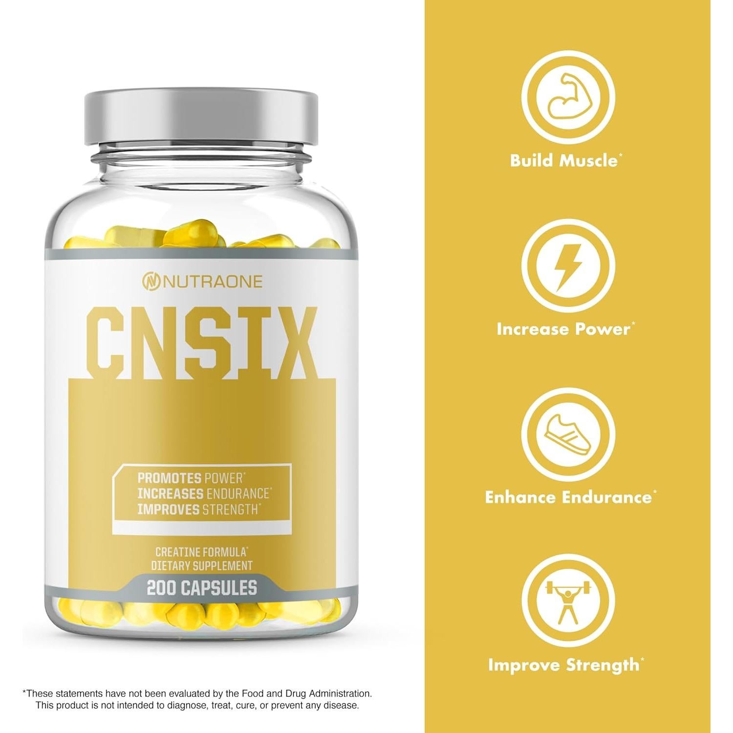 Cápsulas de Creatina HCL NutraOne CNSix 600mg - 200 Unidades