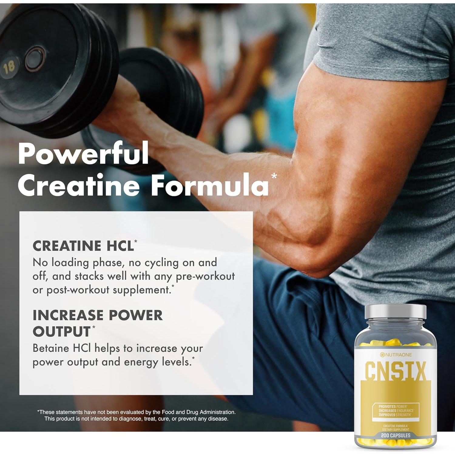 Cápsulas de Creatina HCL NutraOne CNSix 600mg - 200 Unidades