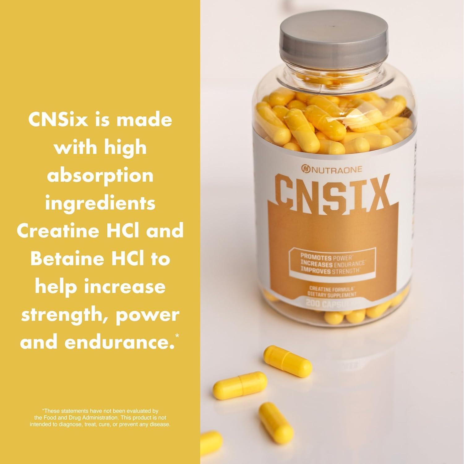 Cápsulas de Creatina HCL NutraOne CNSix 600mg - 200 Unidades