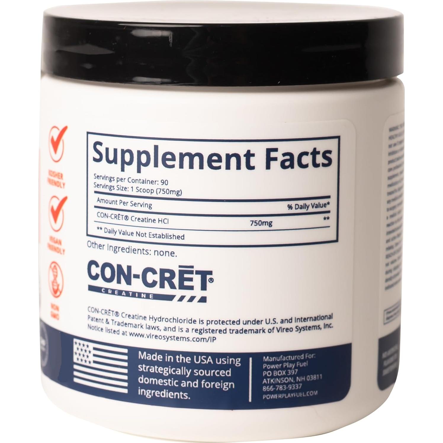 Creatina HCl en polvo PowerPlay Fuel - 90 porciones, sabor ácido